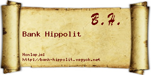 Bank Hippolit névjegykártya